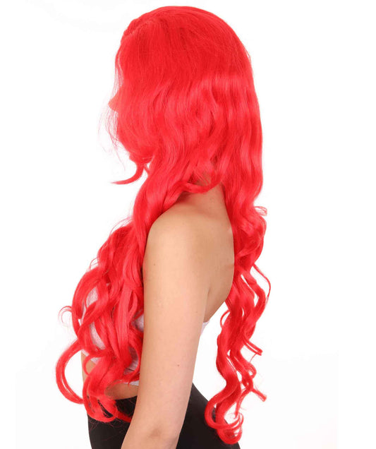 女性用 リトルマーメイド アリエルウィッグ H-4651 レッド プリンセスウィッグ プレミアム通気性キャップレスキャップ