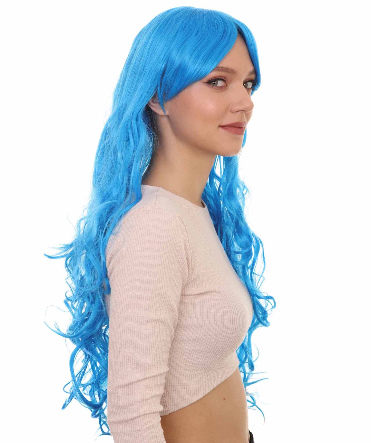 Wigs2you ハロウィンパーティ プレミアムレディース H-2038 着用しやすく とても快適 ロングカーリーブルーウィッグ あなたの美しさを引き立てる