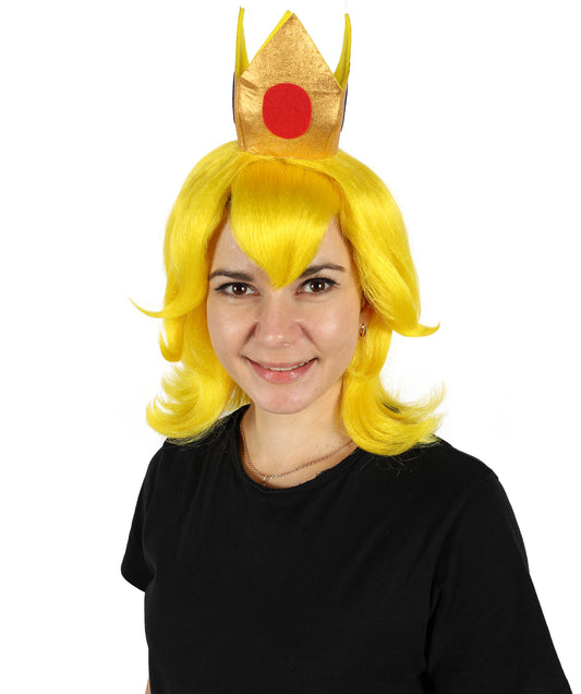 ルナ・ランズマン ドラッグクイーン ウェーブイエロー H-6798 ウィッグ アクセサリー付き | パフォーマンス、写真撮影、パーティーに最適な華やかなフルアウトフィット | 難燃性合成繊維ヘアを使用したプレミアム通気性キャップレスキャップ