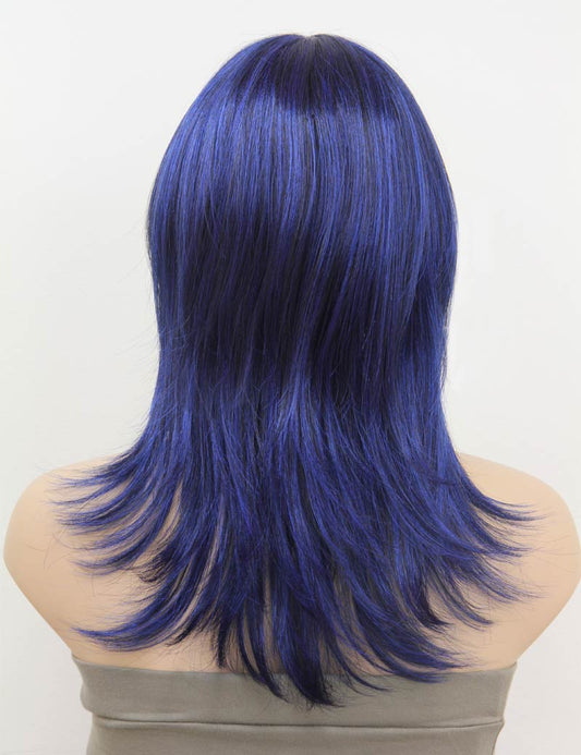 ハロウィンパーティープレミアムレディース W-303 ミッドナイトブルーミックス ファンシーキャラクターファッションウィッグ ソフト合成繊維