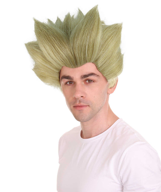 ハロウィンパーティ プレミアム メンズ H-5571 ブロンドのスパイク付きコスプレアニメゲーマーウィッグ
