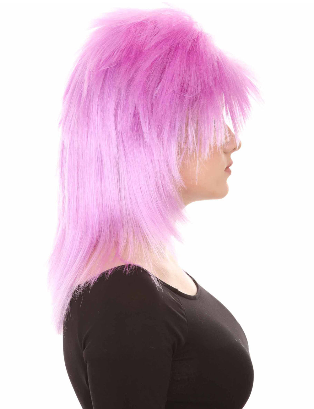 Wigs2you ハロウィン パーティー プレミアム H-1318 簡単に着用でき 快適なフィット感 80 年代女性パープル ロッカー スタイルウィッグ