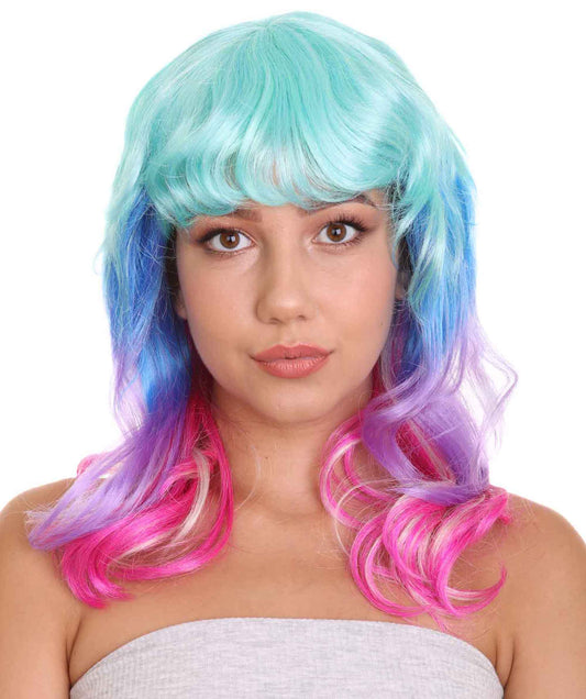 ハロウィンパーティープレミアム レディース H-5263 マルチレインボーミディアムウィッグ