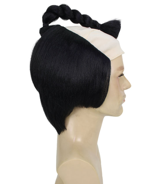 メンズ H-6094 ショート ブラック 日本の戦士ウィッグ コスプレに最適 難燃性合成繊維