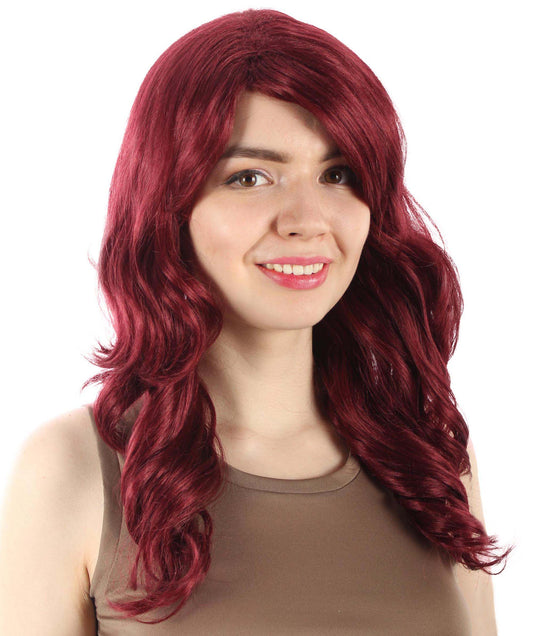 マーメイドフェアリーテールウィッグ バーガンディ H-5380_18 長いウェービー コスプレ ハロウィーン衣装 パーティーヘア 合成繊維