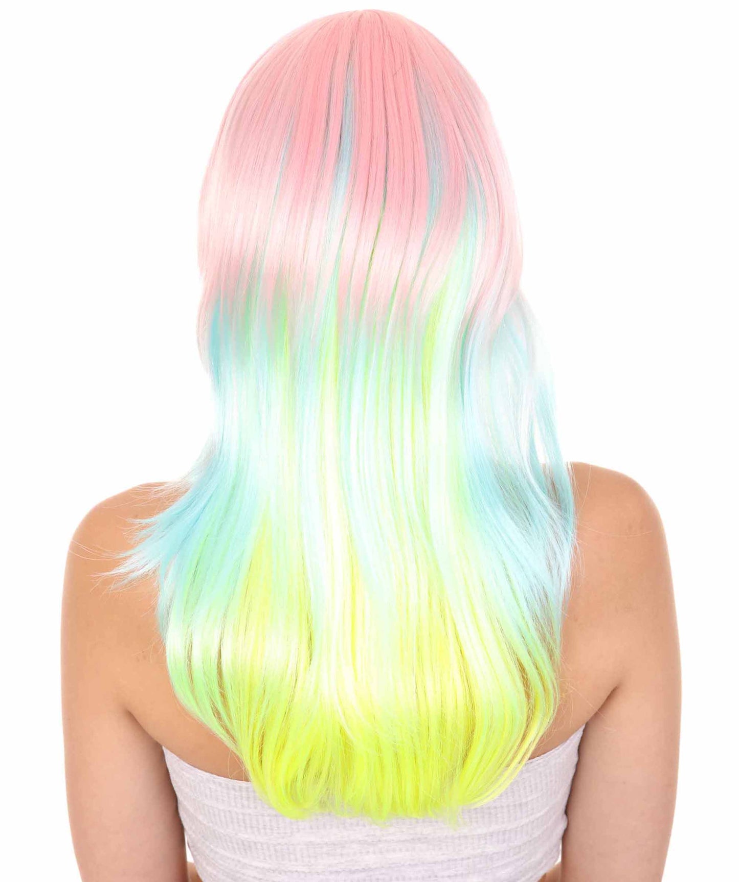 Wigs2youハロウィンパーティープレミアムレディースH-1975 美しい見た目のレインボーロングストレートウィッグ