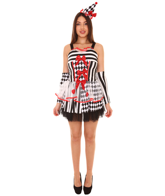 女性 JCP-175 のクリーピークラウンスケアリーコスチューム マルチハロウィンコスチューム