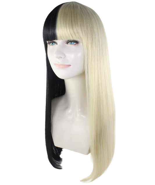 ハロウィンパーティー プレミアム 女性用 H-3334 2トーン ロング ボブ ウィッグ ブラック&ブロンド