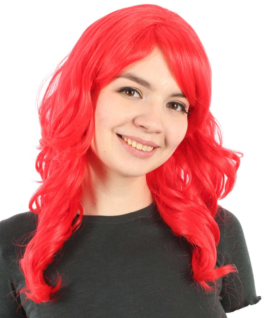 マーメイドフェアリーテールウィッグ 赤 H-5380 長いウェービー コスプレ ハロウィーン衣装 パーティーヘア 合成繊維