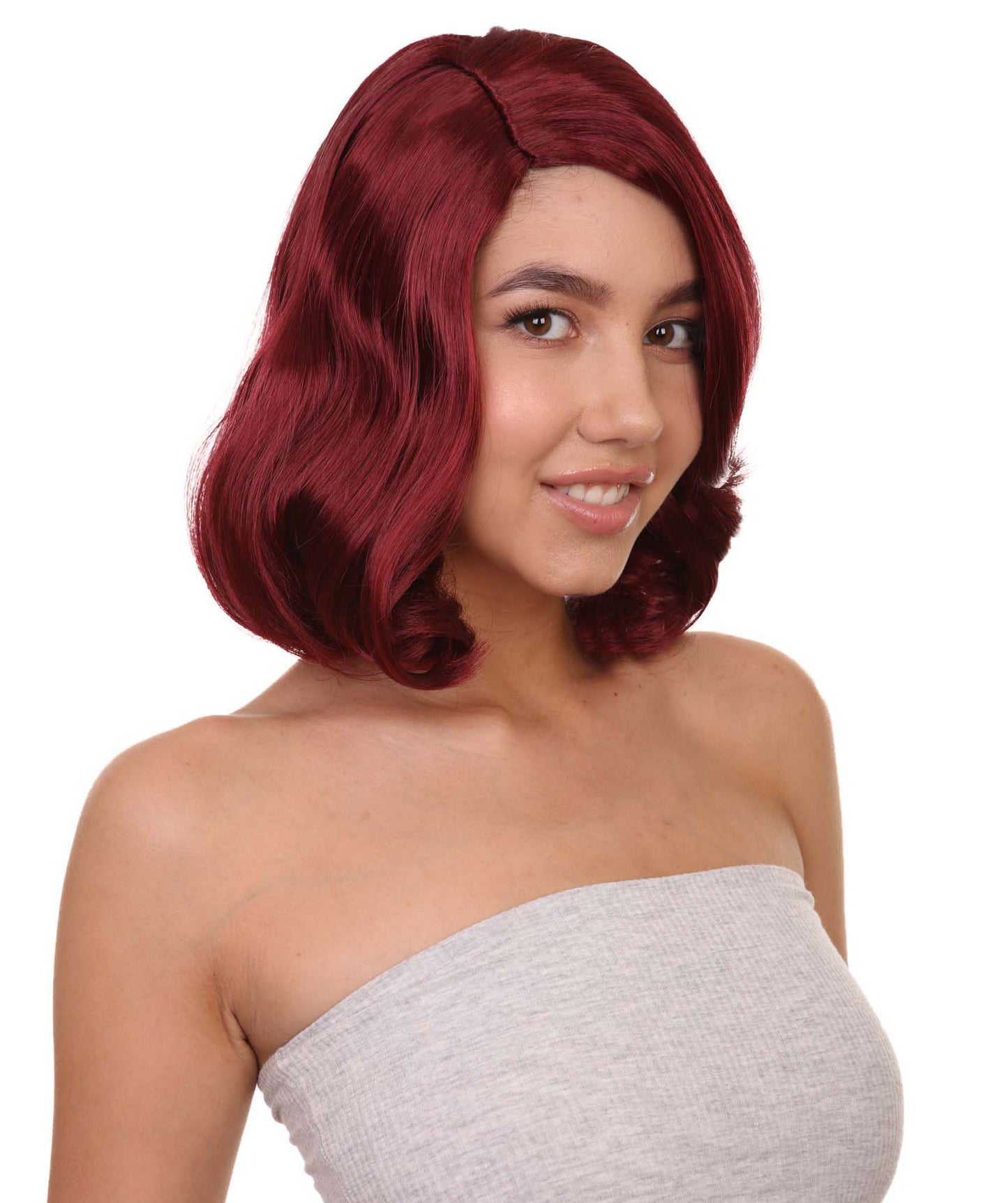 Wigs2you ハロウィン パーティー プレミアム 簡単に着用できる H-1121 とても快適なバーガンディ カーリー レディ ウィッグ