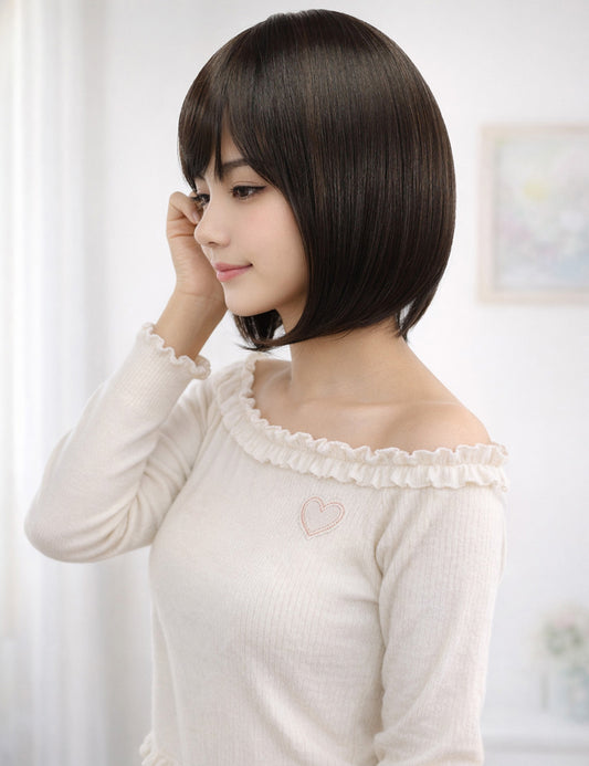 Wigs2you W-1011 耐熱商 の毛が前下がりになったスタイル、大人っぽい洗練されたボブスタイルです、ウィッグネット付き