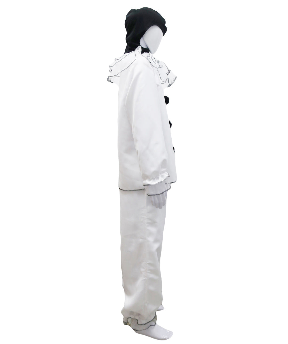男性 JCP-168 のヴィンテージクラウンスケアリーコスチューム ホワイトハロウィンコスチューム