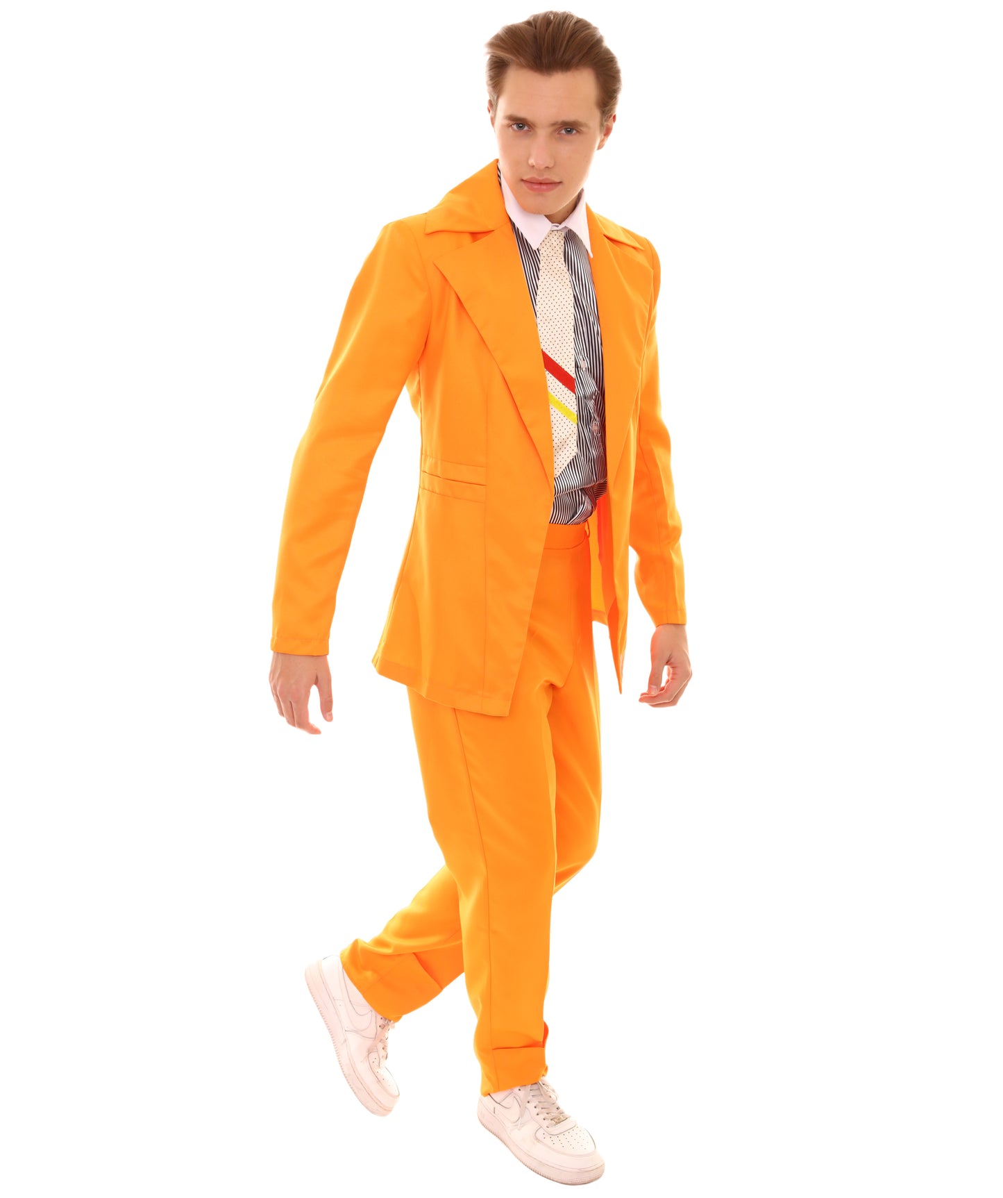男性用 JCP-002_5 70'sロックスター スーツ コスチューム ディッキーとタイ付き プレミアム オレンジ ハロウィンコスチューム