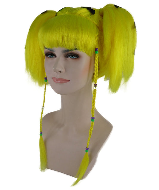 Wigs2you ハロウィンパーティープレミアム レディース H-699 バットエンジェルウィッグ ネオンイエロー色