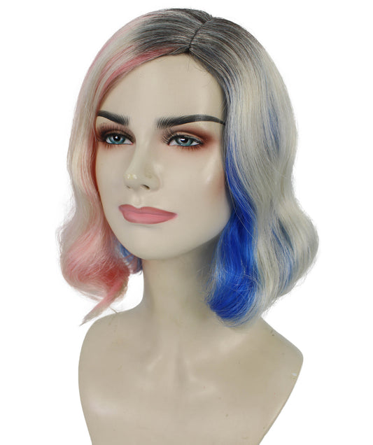 女性用 H-5862 マルチカラー ゴシック ウェアウルフ カラフル ボブ スタイル コスプレ ウィッグ ハロウィンに最適 ソフト合成繊維