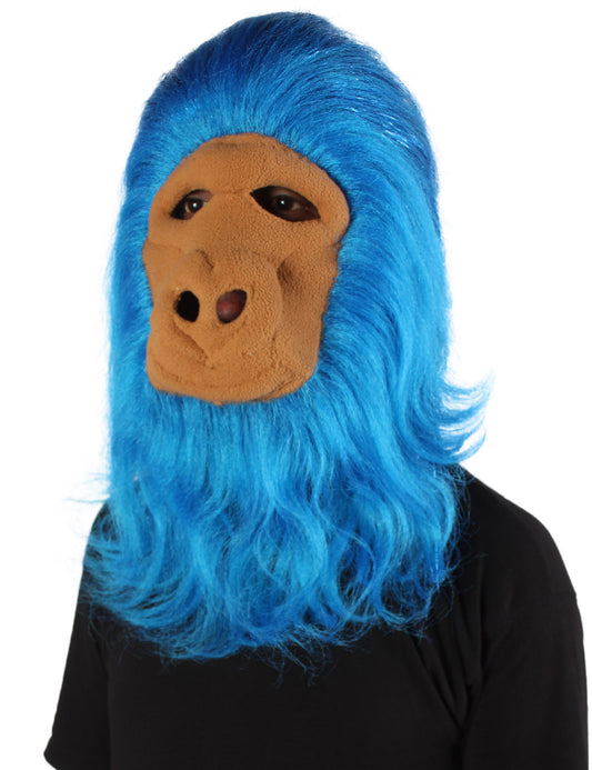 ハロウィンパーティープレミアムメンズ H-5647-BL ヘアリーユニセックスエイプティンセルマスクのみ 青 軟らかい合成繊維