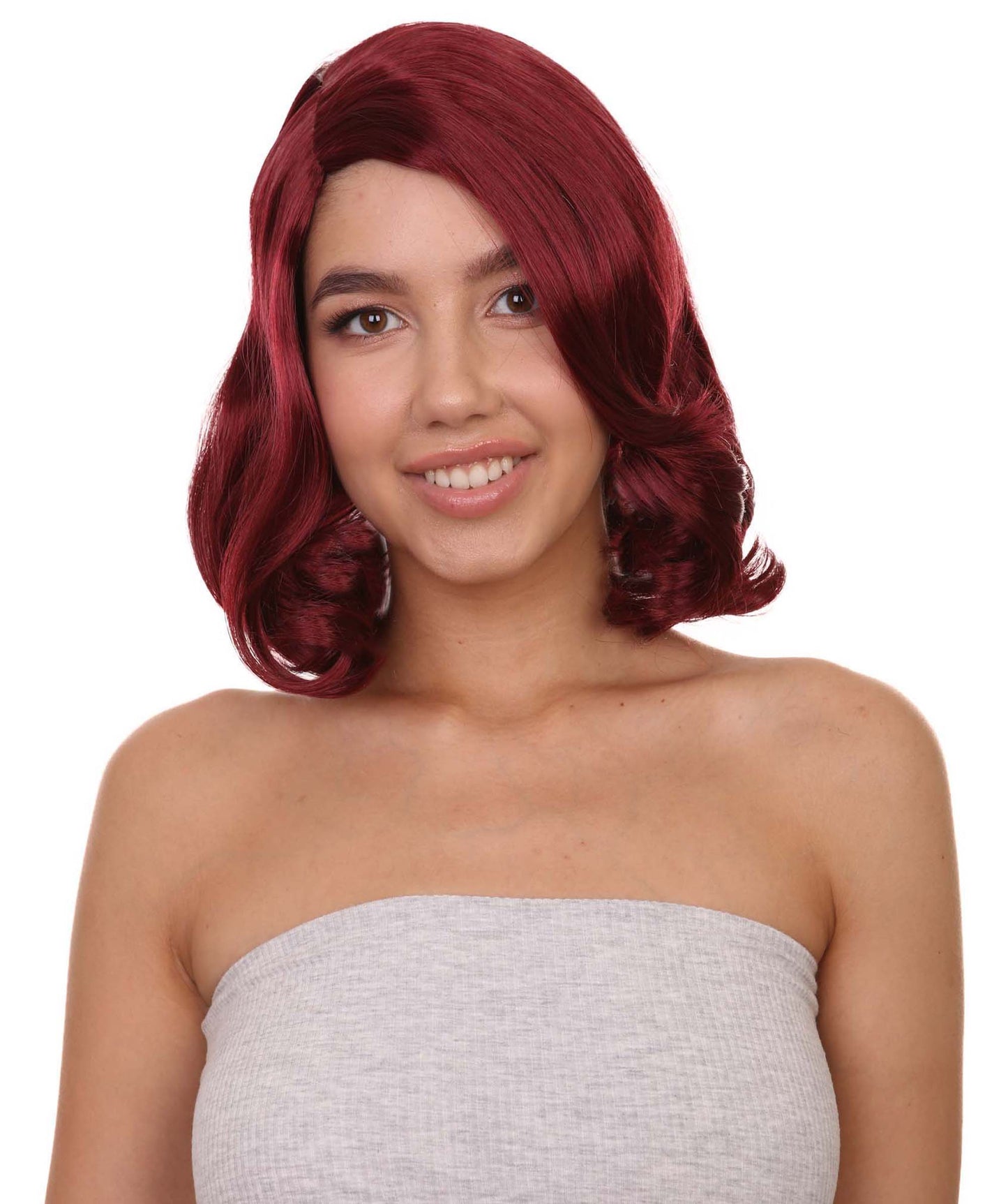 Wigs2you ハロウィン パーティー プレミアム 簡単に着用できる H-1121 とても快適なバーガンディ カーリー レディ ウィッグ