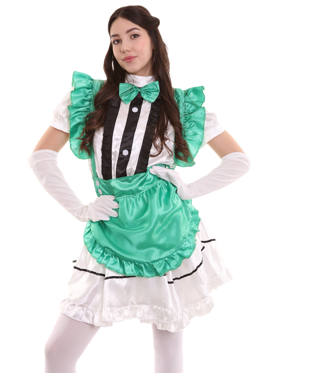 女性用 JCO-326_8 アニメ コスプレ フレンチメイド ファンシー ドレス グリーン コスプレ コスチューム
