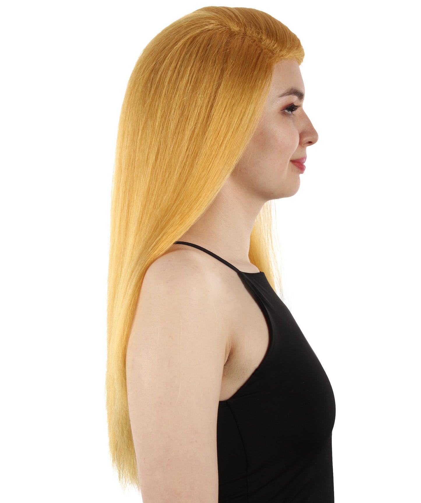 女性用ロングストレートサイドパートコスプレウィッグ ゴールド H-5220_6 ファンシースタイル プレミアムハロウィンパーティーウィッグコレクション