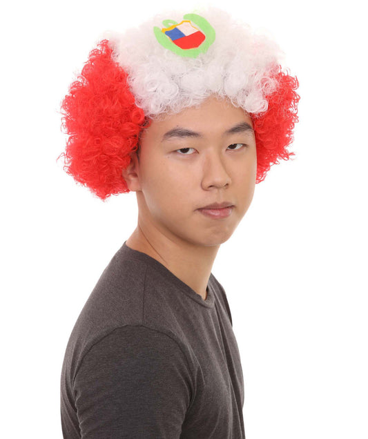 Wigs2you H-3758 ペルー国旗スポーツアフロウィッグジャンボ赤白かつら