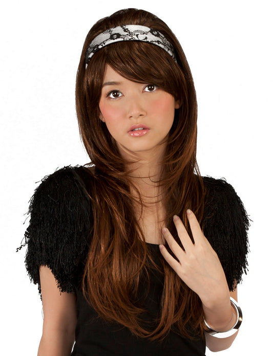 【魅力的なロングストレートウィッグ ブラック WS-2002