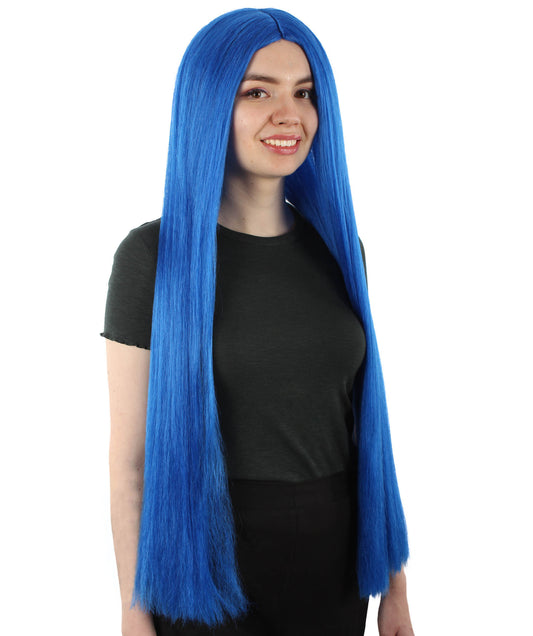 女性 36インチ 超長いウィッグ ダークブルー H-5379_8 バングなし コスプレ衣装の髪ウィッグ