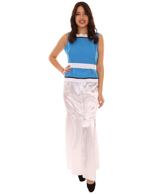 大人の女性用 JCO-357 ファンシードレスコスチューム ブルーとシルバー コスプレコスチューム