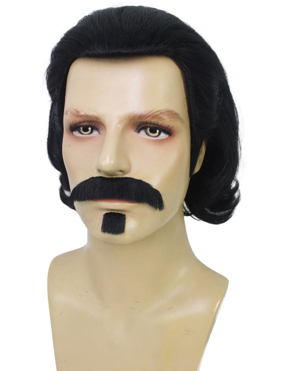 ハロウィンパーティープレミアム大人用メンズダッチ・ヴァン・デールリンデの黒ウィッグ H-5690