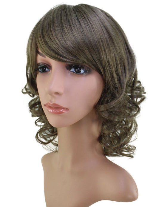 耐熱商品 | ミディアムウィッグ | 存在感のある立体ウェーブを使ったバランス重視なスタイルです | ウィッグネット付き W-757