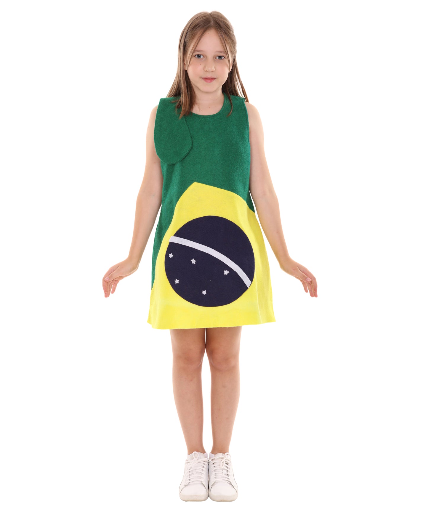 ブラジル国旗トロールのドレススポーツコスチューム愛国コスプレ子供の女の子JCO-184Kidsコスチューム