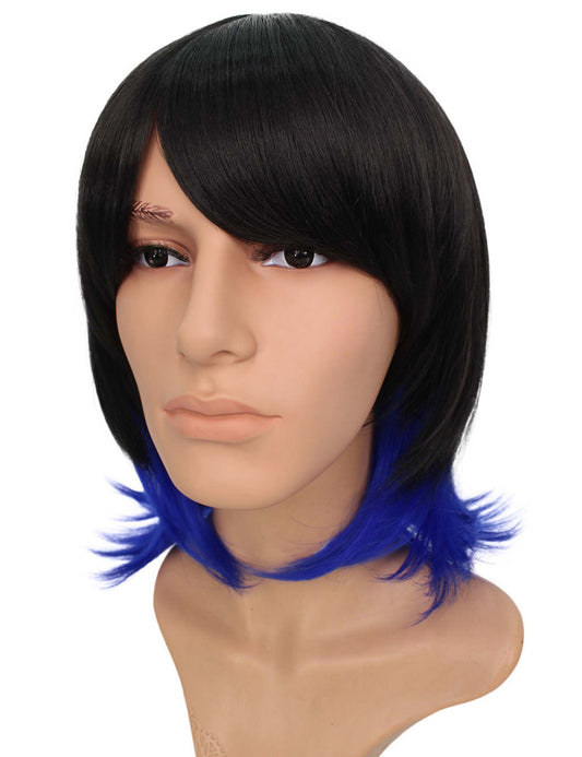 メンズファッション C-085 ミディアム C-ブラック/スペシャルブルー コスプレヒートスタイラブルウィッグ