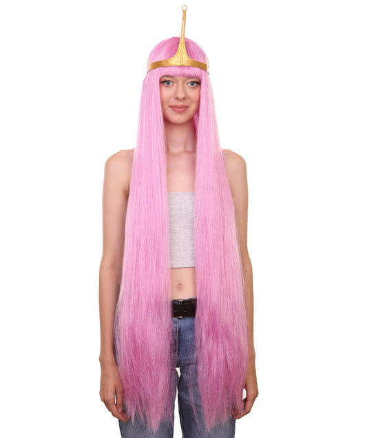 プレミアムハロウィンパーティーレディ H-5472 エクストラロングレングス ピンク バブルガムキャラクタープリンセスウィッグ ピンク