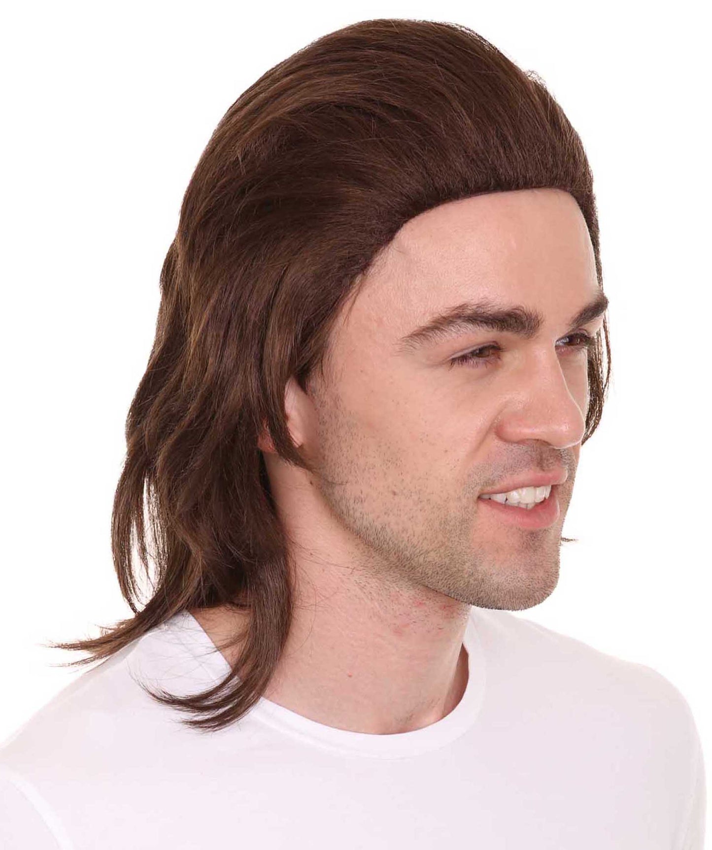 Wigs2you ハロウィン パーティー プレミアム メンズ H-648 70年代 ブラウンカラーウィッグ 口ひげ付き