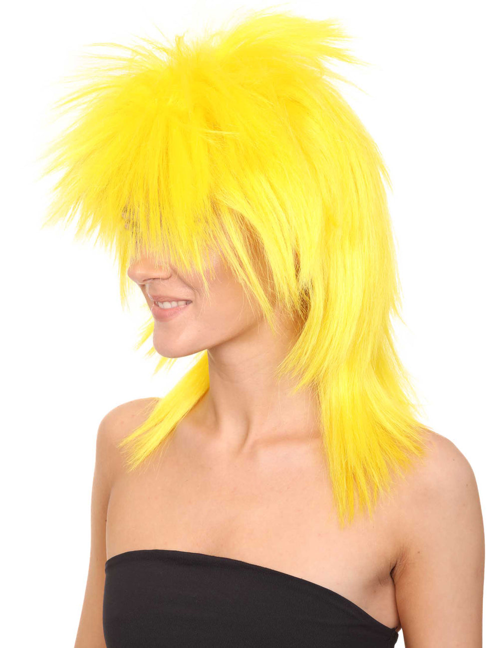 Wigs2you ハロウィン パーティー プレミアム H-1311 簡単に着用でき 快適なフィット感 80 年代女性イエロー ロッカー スタイルウィッグ