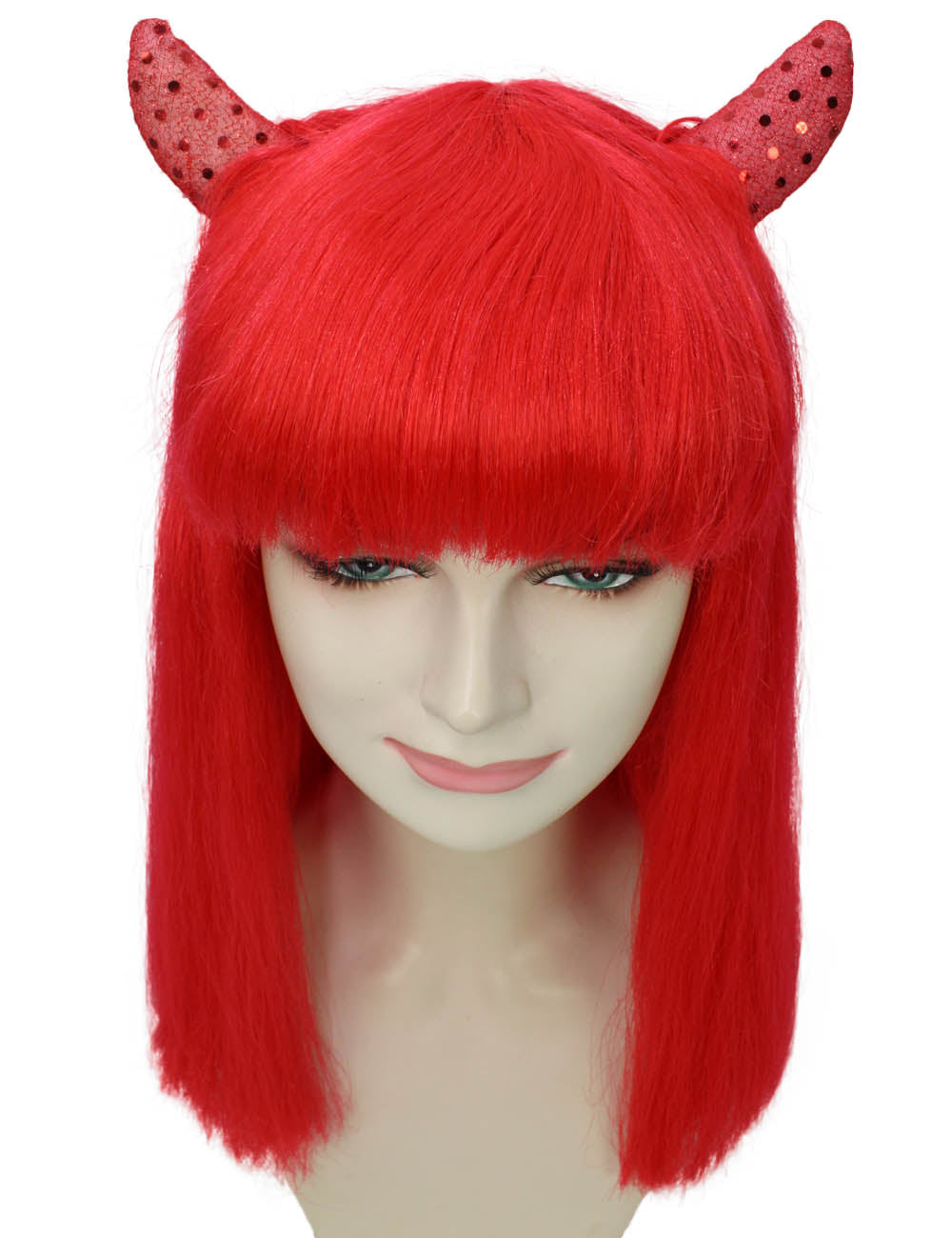 ハロウィンパーティ プレミアムレディース H-5341 イービル レッド セミロング ウィッグ