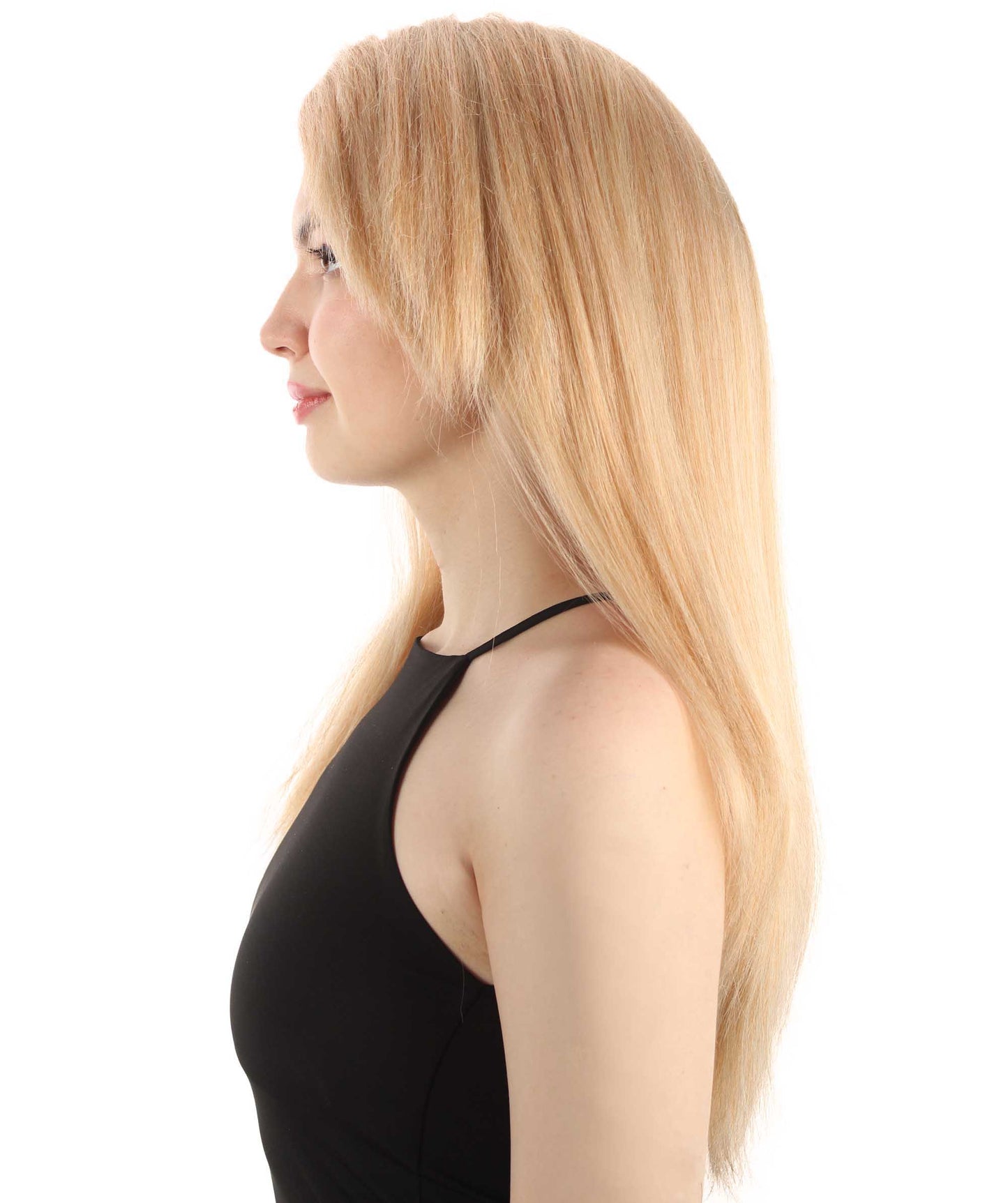 女性用ロングストレートサイドパートコスプレウィッグ ストロベリーブロンド H-5220_29 ファンシースタイル プレミアムハロウィンパーティーウィッグコレクション
