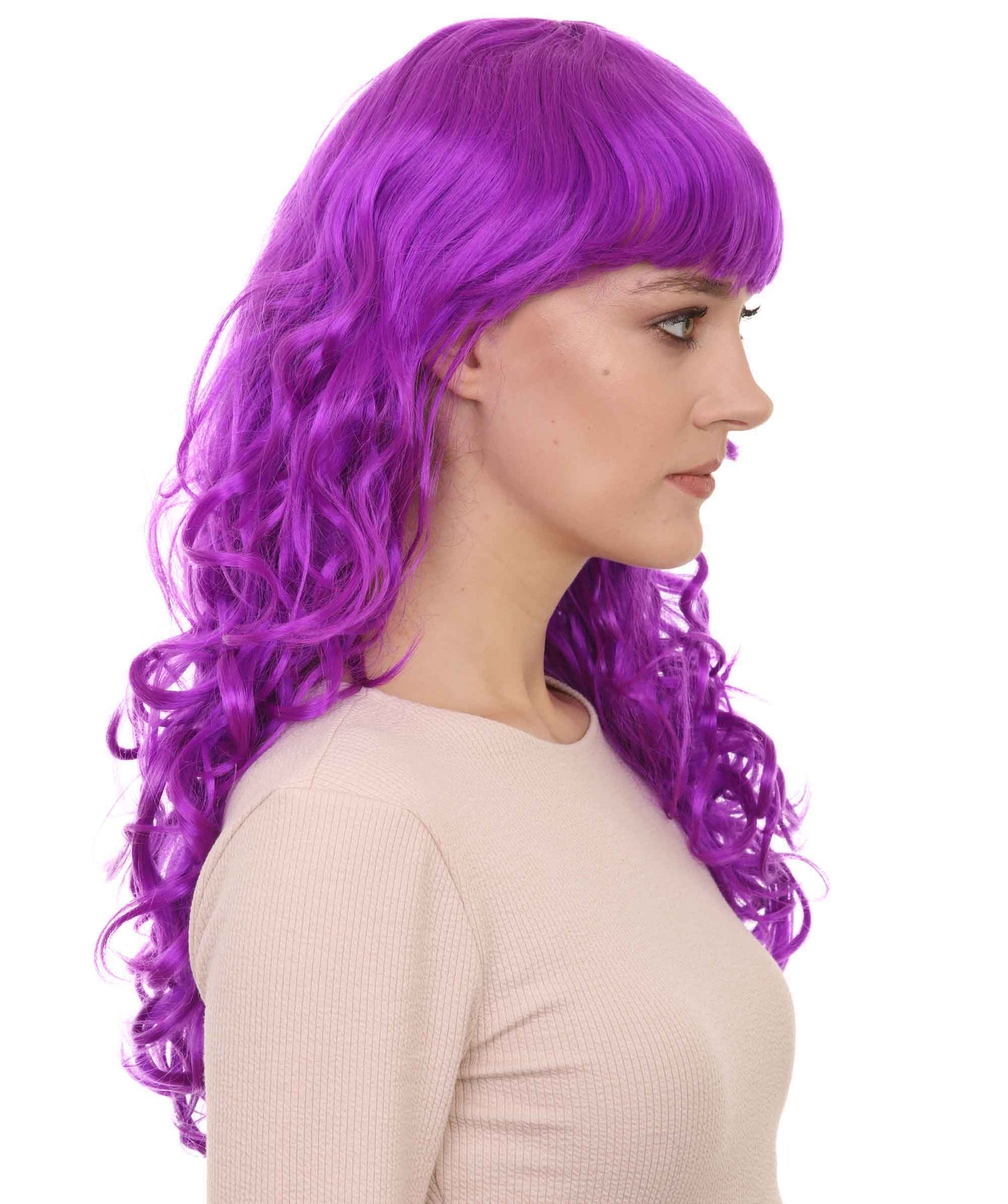 Wigs2you ハロウィン パーティー プレミアム H-844 バットマン 女性ジョーカー ウィッグ ネオンパープル色