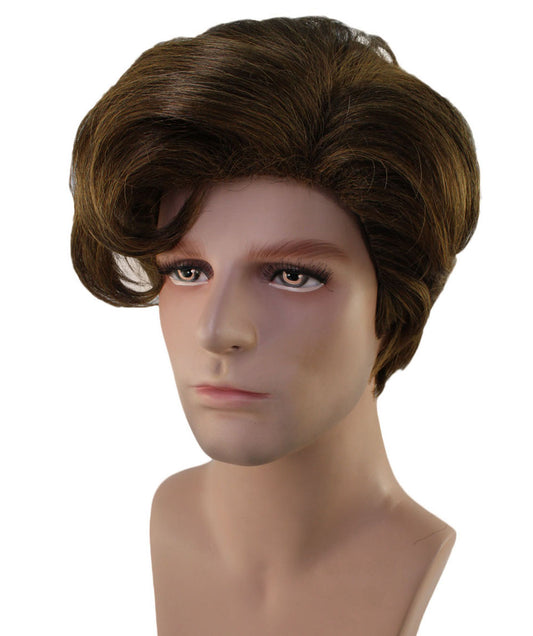 メンズ ショート TV ムービー ブラウン ウィッグ H-4781 プレミアム 通気性抜群 キャップレスキャップ