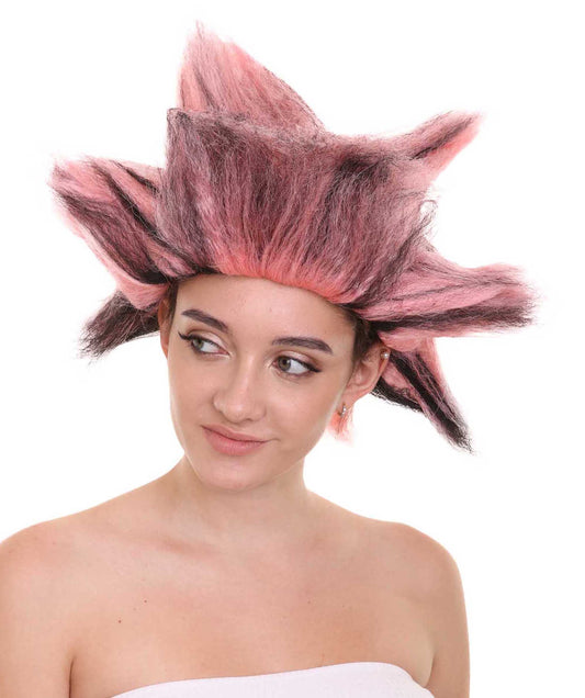 女性用キャッツミュージカル ピンク&ブラックウィッグ H-4679 マルチカラー アニマルウィッグ プレミアム通気性キャップレスキャップ