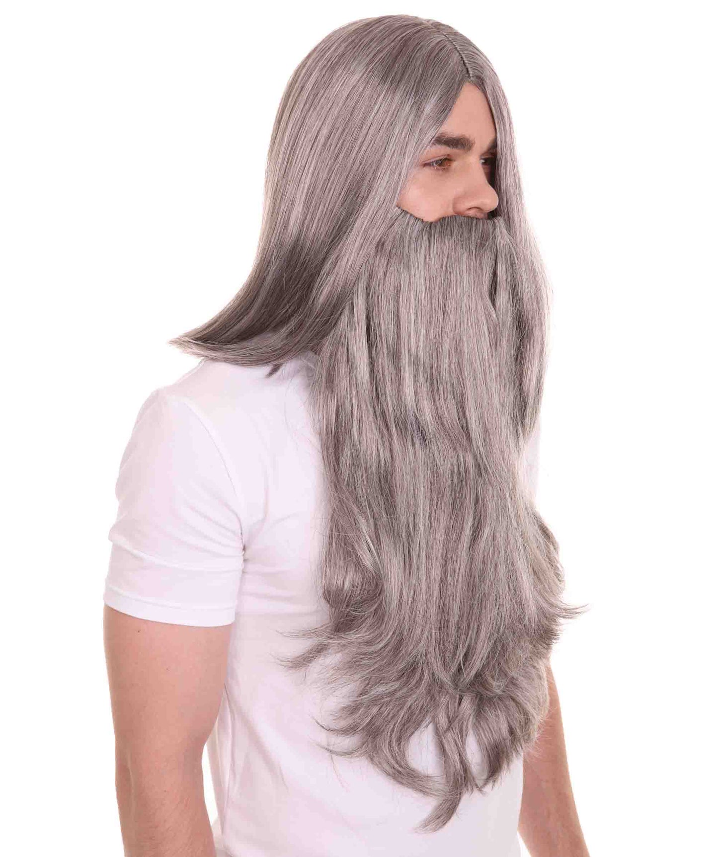 ハロウィンパーティ プレミアム 男性用 H-4402 ロングウィザードウィッグとひげセット