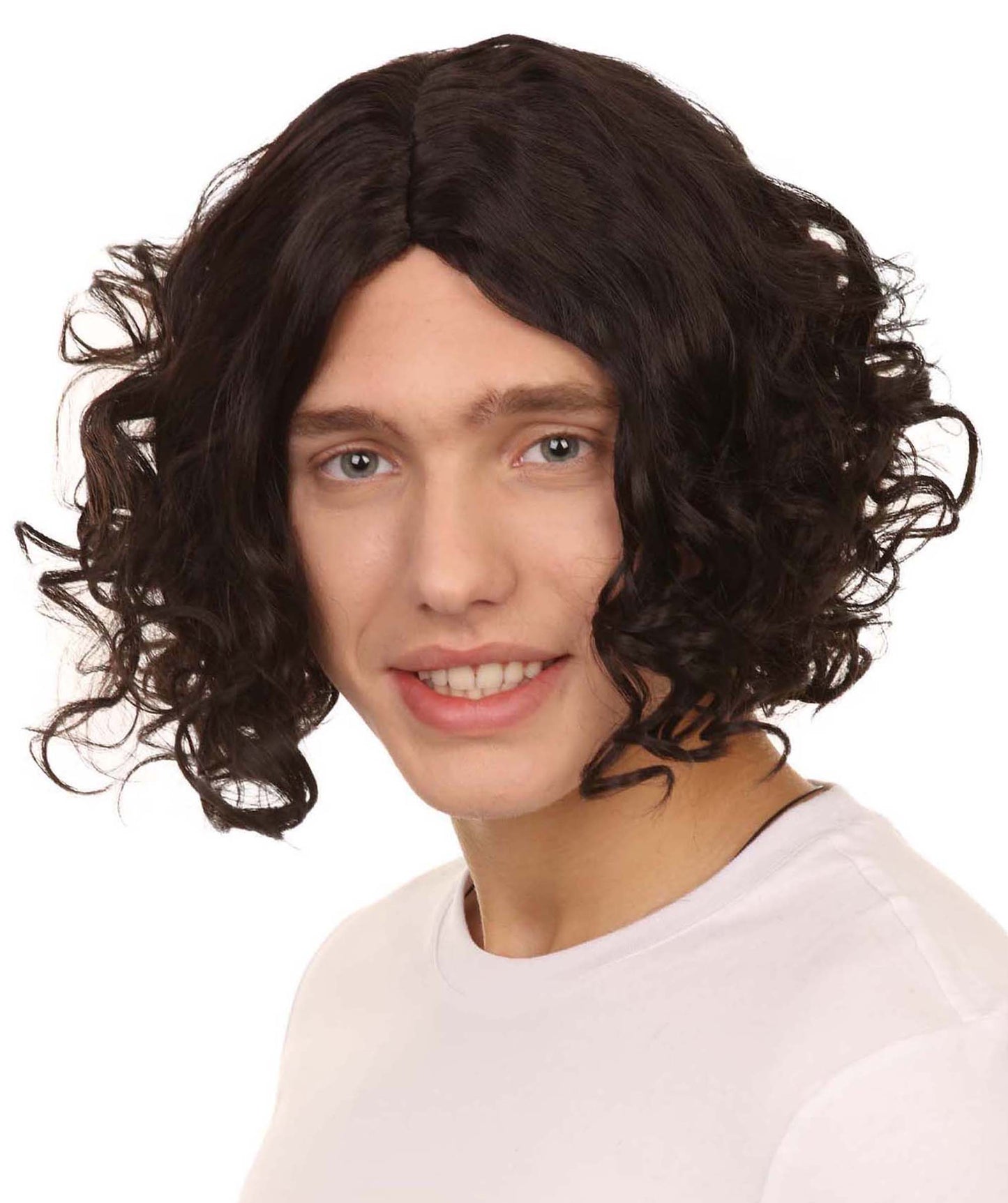 ハロウィンパーティー プレミアム 男性用 H-2386 ファッショナブル ブラック カーリーウェーブ ウィッグ