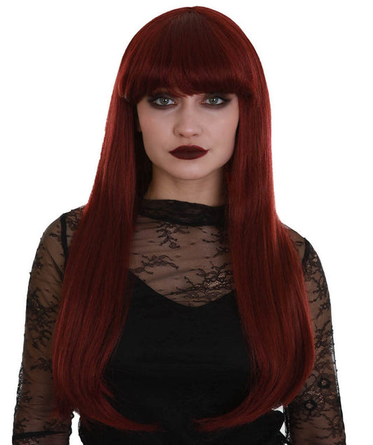 ハロウィンパーティープレミアム H-5299 女性用 ダークレッド ストレート ロングレングス トレンディ ミッドナイトレディウィッグ