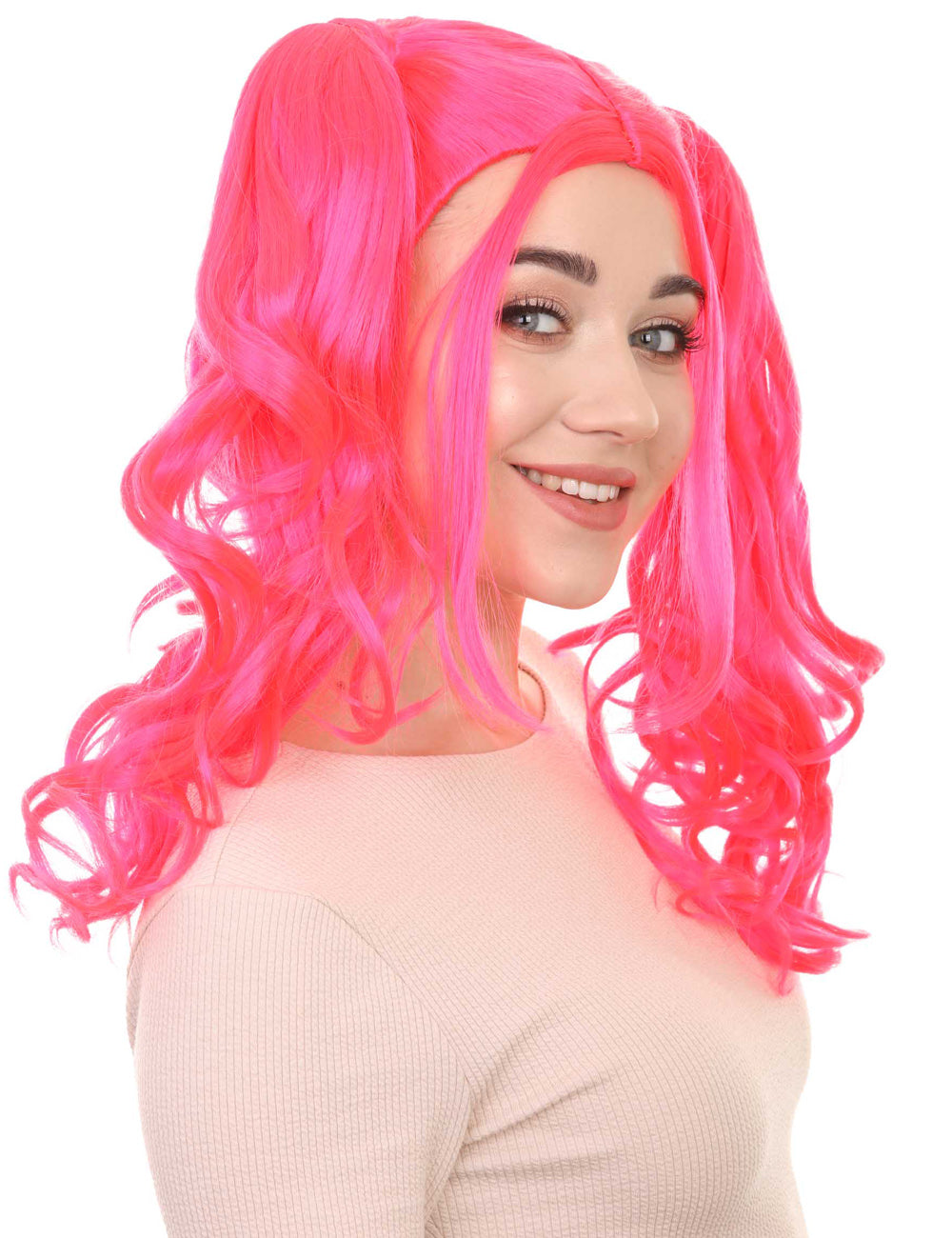 Wigs2you ハロウィンパーティー プレミアム レディース H-756 ドリー ピグテール ウィッグ ネオンピンク色
