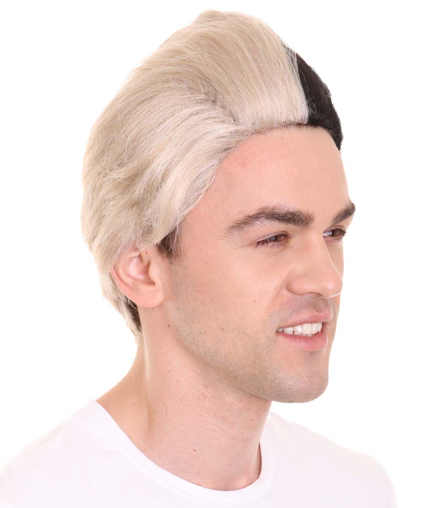 ハロウィンパーティープレミアムメンズ H-4809 メロヴィン ブロンド&ブラックウィッグ ユーロビジョンソングコンテスト2018