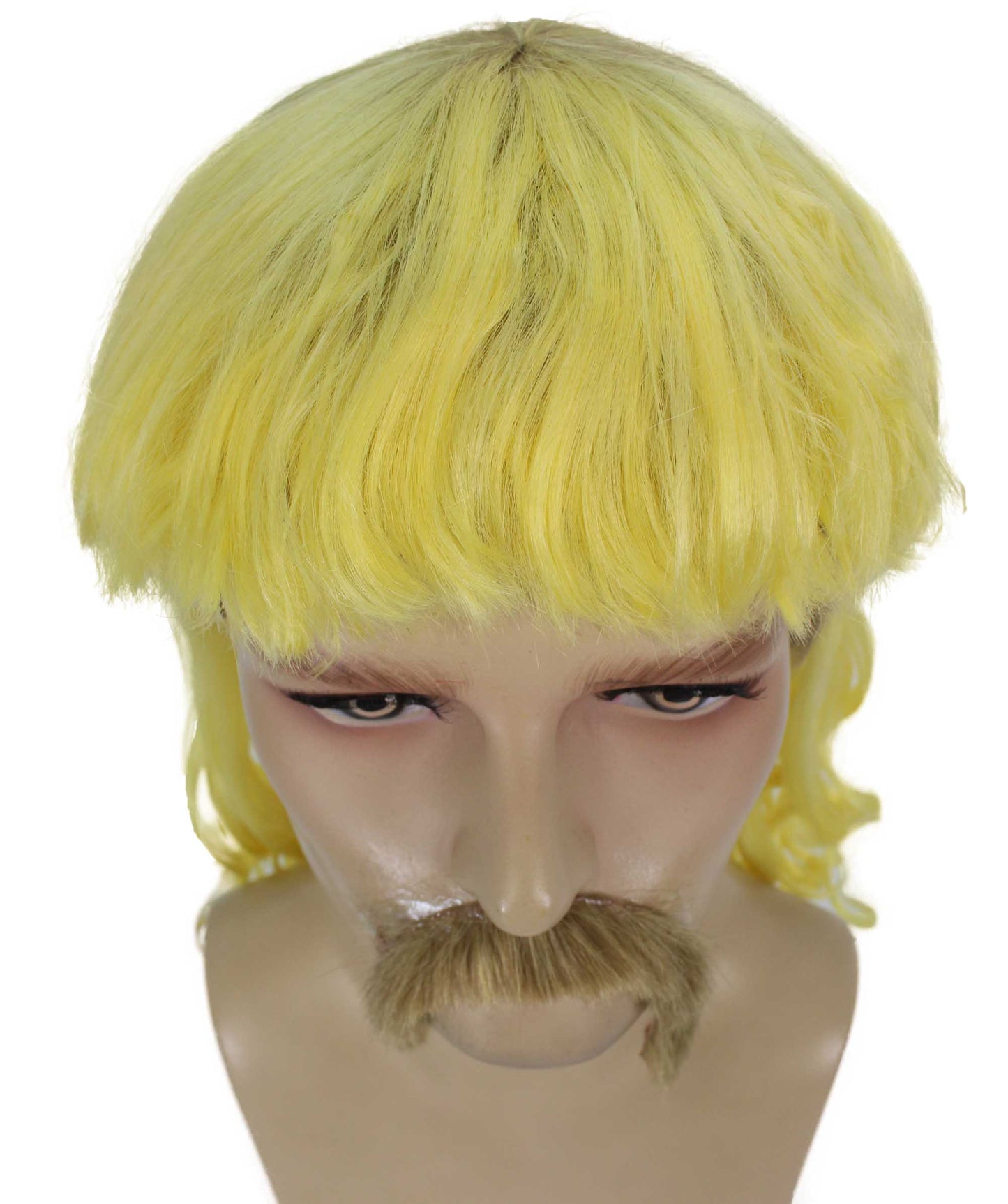 ハロウィンパーティープレミアムメンズH-5565_LYLライトイエローマレットウィッグとヒゲセット