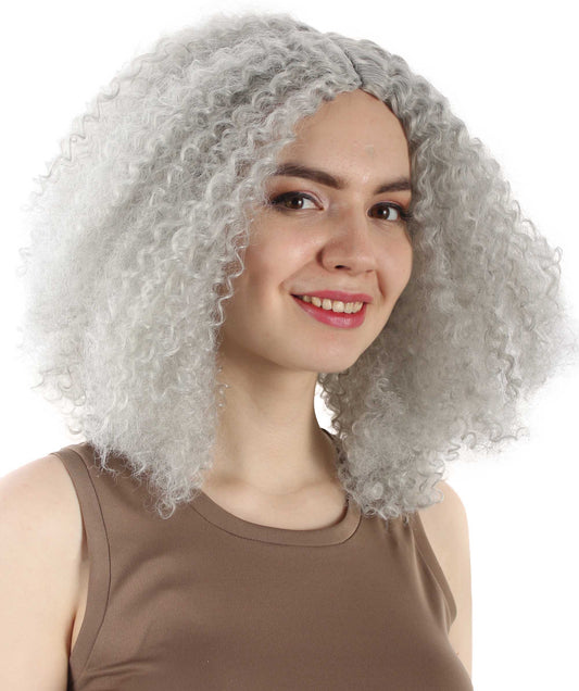 女性用ショルダーレングスカーリーウィッチウィッグ ダークグレー H-5374_18 合成繊維ヘア ハロウィンパーティーウィッグコレクション