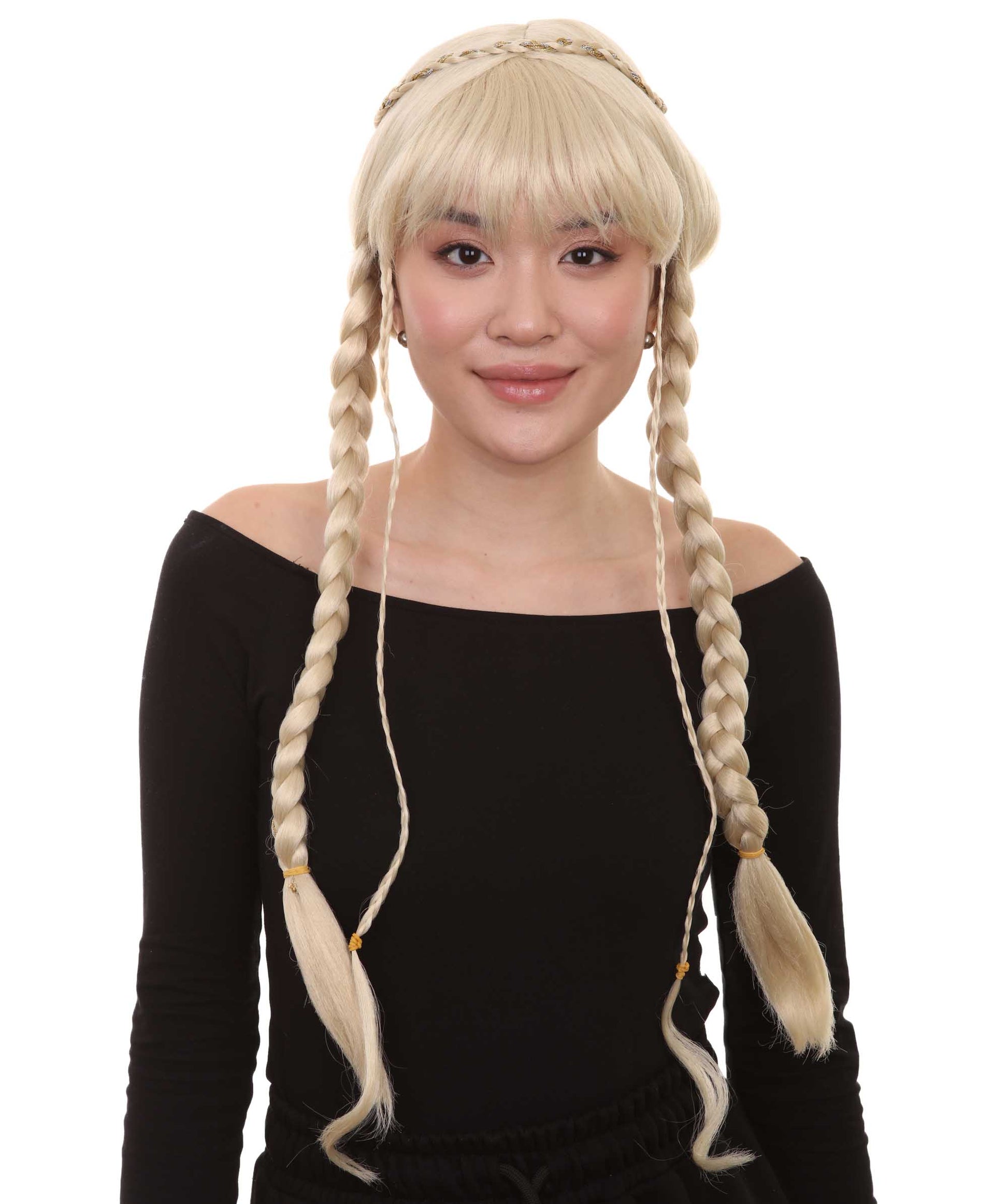 ハロウィンパーティープレミアムレディース H-3053 ブロンドブレイデッドルネッサンスウィッグ パーティーレディーウィッグコレクション