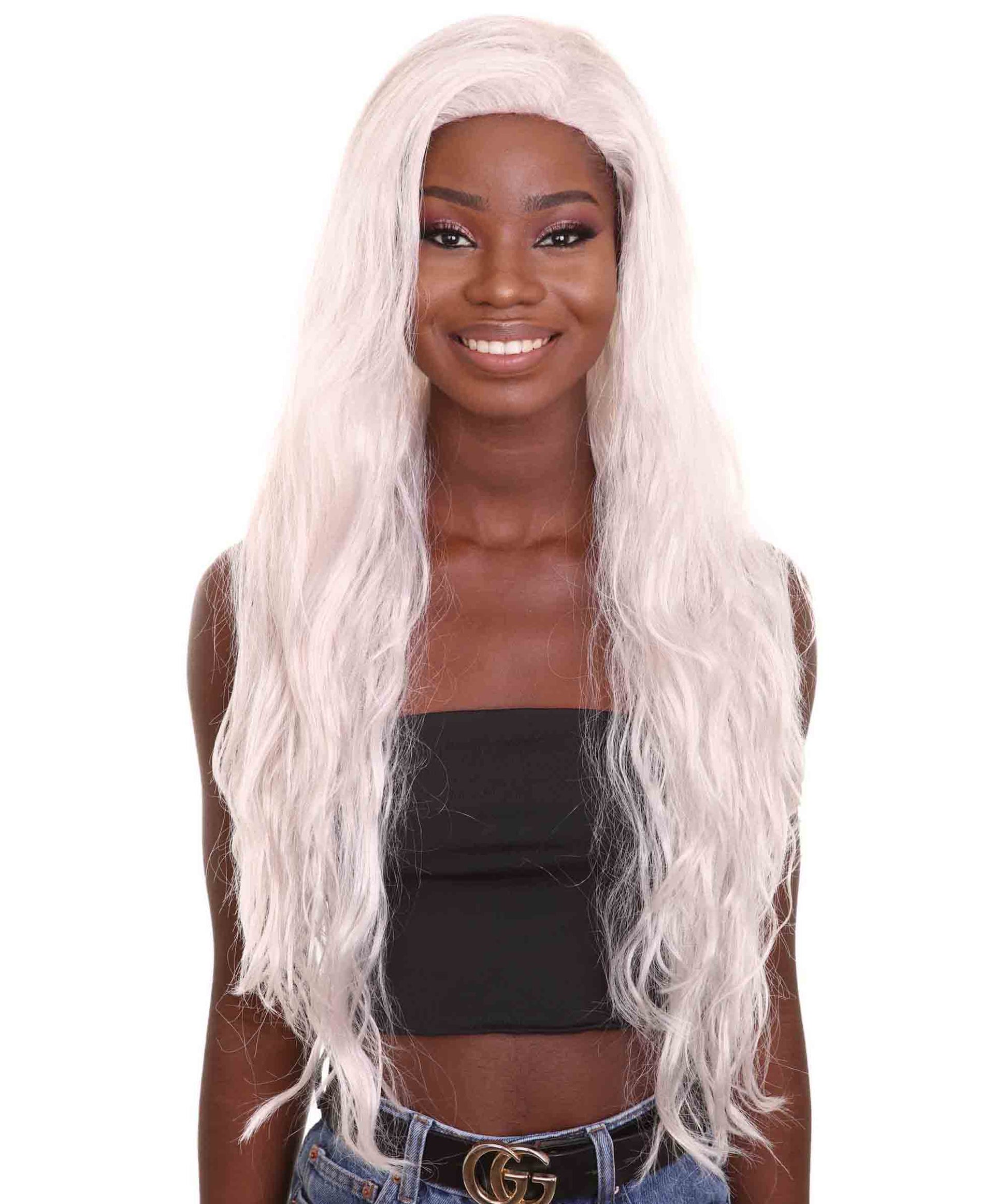 ハロウィンパーティープレミアム H-5259 女性用ロングレングスベルギーボーンユーチューバーウィッグ ホワイト