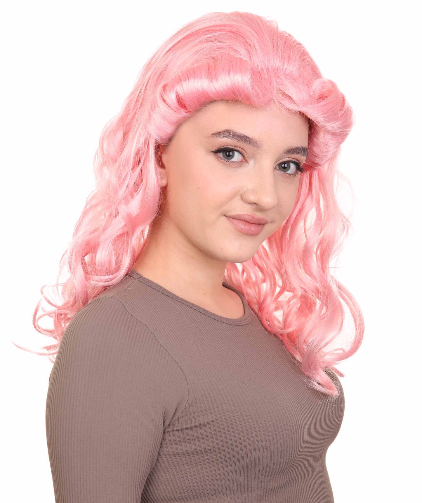 ハロウィンパーティープレミアムレディース H-2849 40'sピンナップガールピンクウィッグ 着用簡単 とても快適なフィット