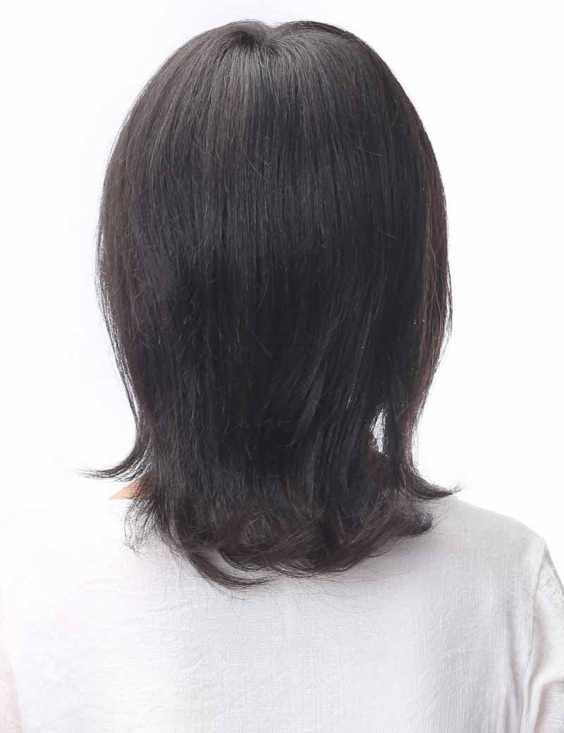 HTBF-010、人毛ミックス総手植えウィッグ!びっくりする軽さ!長時間被っても大丈夫な医療ウィッグ!ウィッグネット付き。。